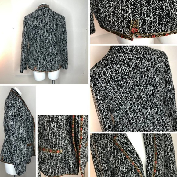 Sahalie Boho Trimmed Blazer Size L - Picture 3 of 4